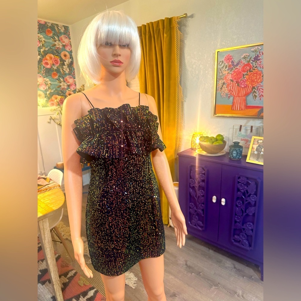THIRTY/THIRTY LA Sequin Mini Dress Formal Sz M - Picture 10 of 16